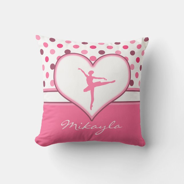 Kirschinspirierter Rosa Polka-Punkte Kissen (Vorderseite)