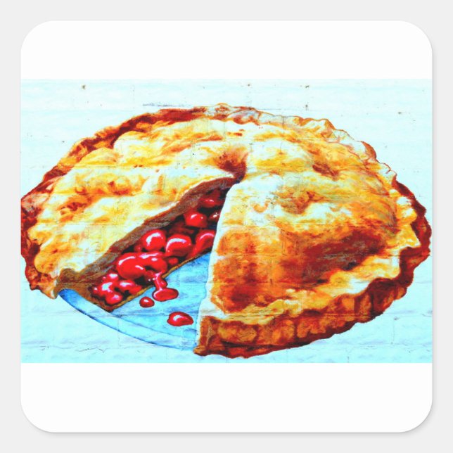 Kirschkuchenaufkleber Quadratischer Aufkleber (Vorderseite)