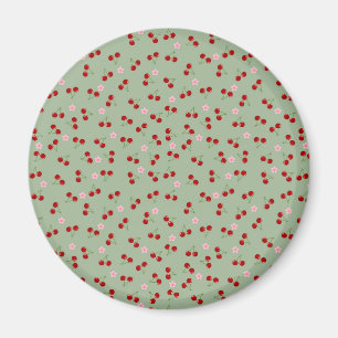 Kirschmuster auf grünem Hintergrund Magnet