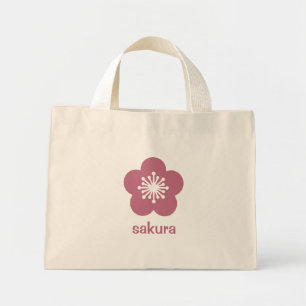 Kirschrosa Sakura-Blüten-Silhouette Mini Stoffbeutel