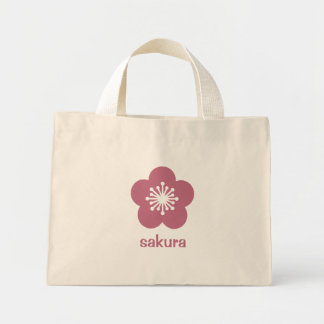 Kirschrosa Sakura-Blüten-Silhouette Mini Stoffbeutel