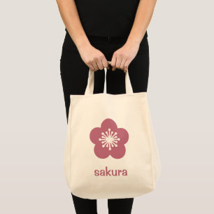 Kirschrosa Sakura-Blüten-Silhouette Tragetasche