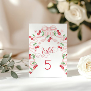 Kirschrosa Schleifen-Baby-Party Tischnummer