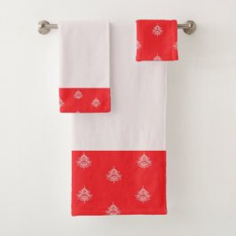Kirschrot mit Mandalasen Badhandtuch Set