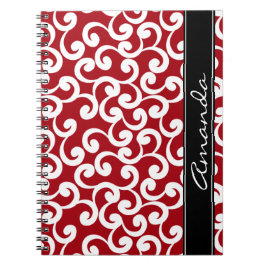 Kirschrot-mit Monogramm Element-Druck Notizblock