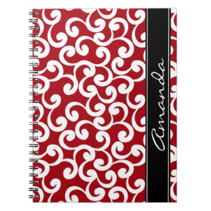 Kirschrot-mit Monogramm Element-Druck Notizblock