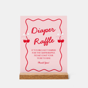 Kirschrote Babyparty-Windel-Raffel Acrylschild