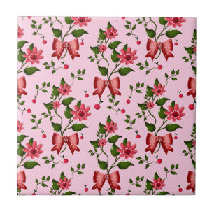 Kirschrote Koketten-Blumenmuster-Keramik T Fliese