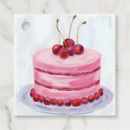 Kirschroter Kuchen Wasserfarben-Feierparty Geschenkanhänger