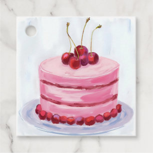Kirschroter Kuchen Wasserfarben-Feierparty Geschenkanhänger