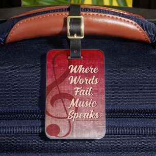 Kirschrotes Vintage-Grunge-Clef-Symbol-Musik-Thema Gepäckanhänger