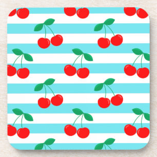 Kirschstreifen-Muster – Retro-Frucht-Geschenk & De Getränkeuntersetzer