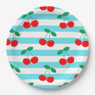 Kirschstreifen-Muster – Retro-Frucht-Geschenk & De Pappteller