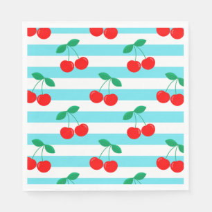 Kirschstreifen-Muster – Retro-Frucht-Geschenk & De Serviette