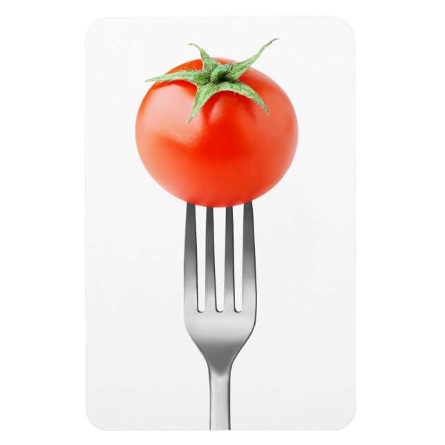 Kirschtomate auf einer Gabel Magnet (Vertikal)