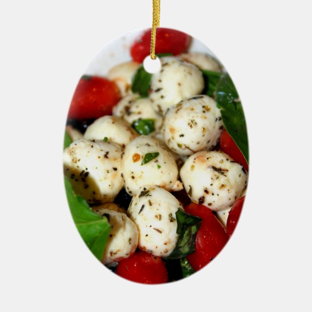 Kirschtomate und Mozzarella-Salat Keramik Ornament (Vorne)