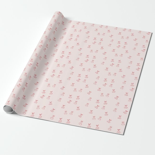Kirschumriss Minimalismus Geschenkpapier (Ungerollt)