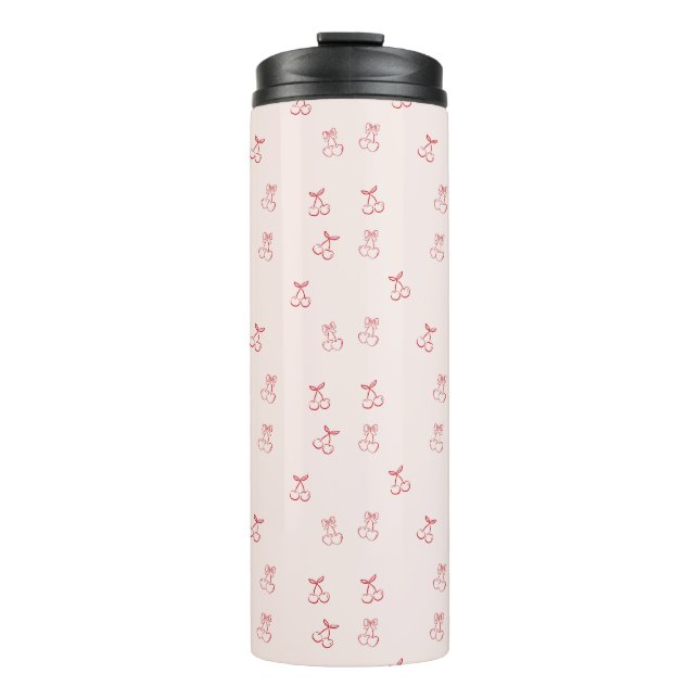 Kirschumriss Minimalismus Thermosbecher (Vorderseite)