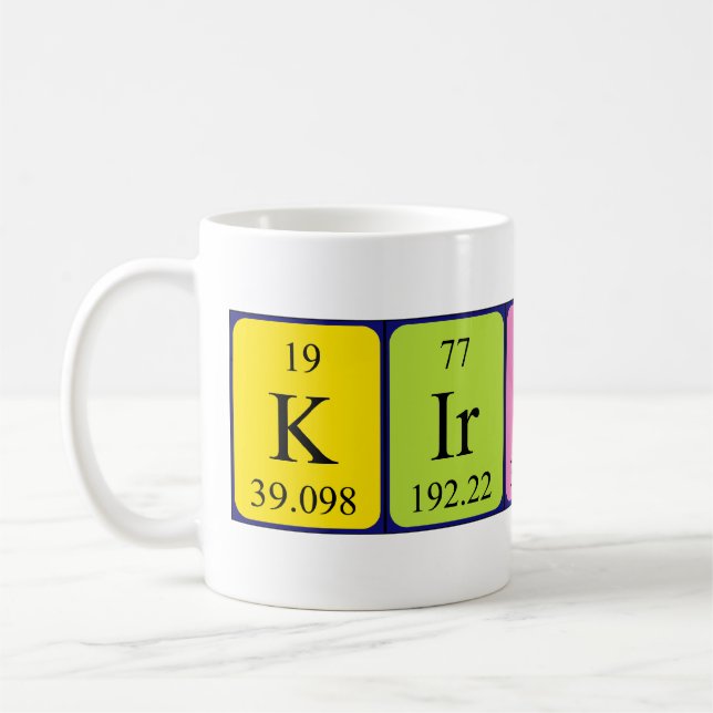 Kirsty Namen-Tasse periodischer Tabelle Kaffeetasse (Links)