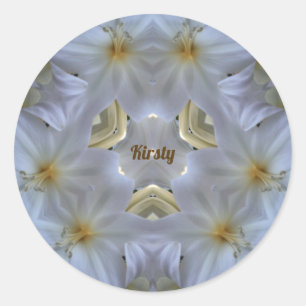 KIRSTY ~ OSTERLILIE WEISS RELIGIÖS ~ RUNDER AUFKLEBER