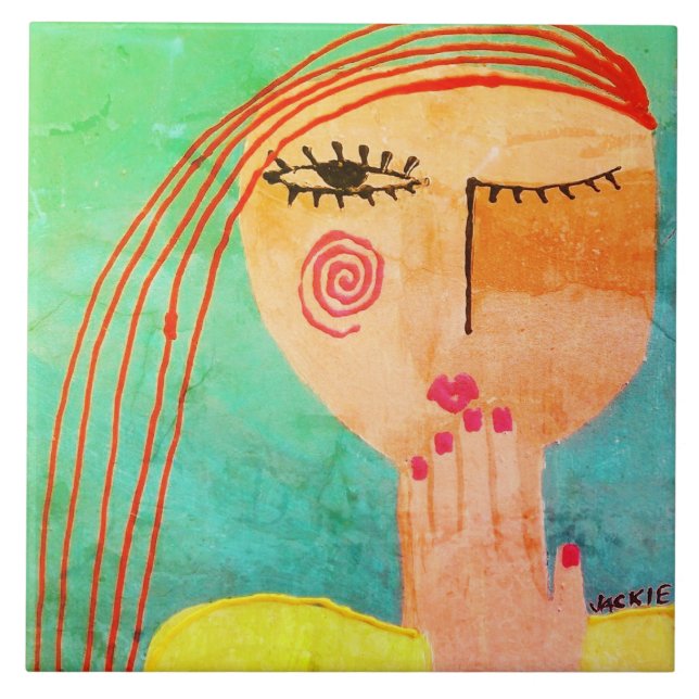 Kiss Abstrakt Portrait einer Frau Fliese (Vorderseite)