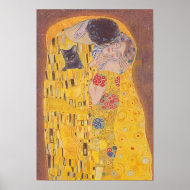 Kiss and cat Gustav Klimt Poster (Vorne)