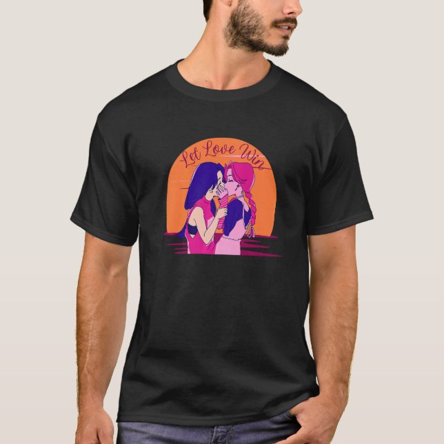 Kiss at Sunset Lass Liebe Win T-Shirt (Vorderseite)