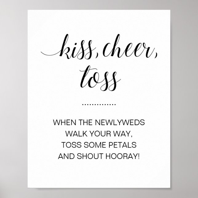 Kiss Cheer Toss Blume Confetti Wedding Sign Poster (Vorne)