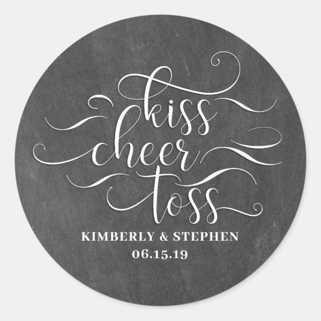 Kiss Cheer Toss Wedding Petals Packing Runder Aufkleber (Vorderseite)