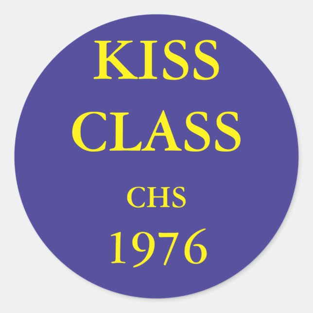 Kiss Class, autocollant bleu et or. (Devant)