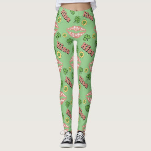 Kiss Clover Lips St. Patrick's Day Leggings