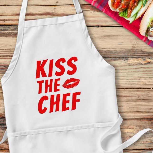 Kiss, der Koch Funny Boyfriend Schürze (Kiss the Chef! Always kiss the chef! Fun gift for your boyfriend or girlfriend)