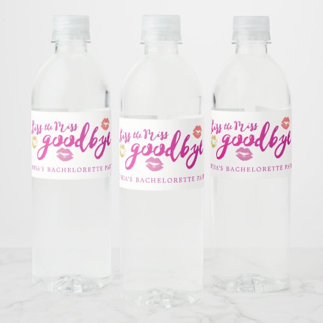 Kiss die Miss Bachelorette Wasserflaschen Labels (Flaschen)