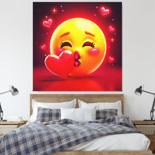 Kiss Emoji: Liebe und Herzen Kunst Leinwanddruck