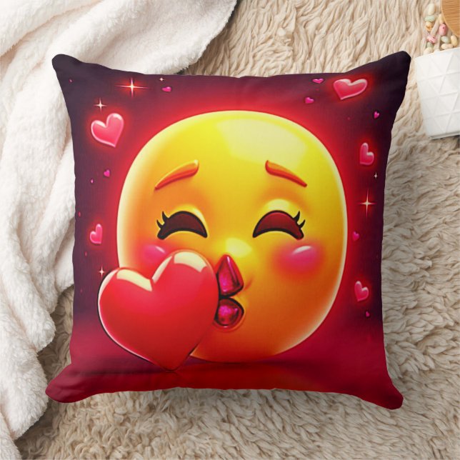 Kiss Emoji: Love and Hearts Art Kissen (Decke)
