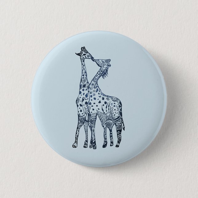 Kiss Giraffes Round Abzeichen Button (Vorderseite)