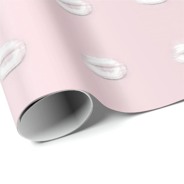 Kiss Glitzer Rosa Abschluss Rosa weiße Lippen Geschenkpapier (Rolleneckpunkt)
