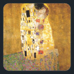 Kiss Gustav Klimt Quadratischer Aufkleber<br><div class="desc">Kaiserlicher österreichischer Maler Gustav Klimts Meisterwerk : Das Kissengemälde</div>
