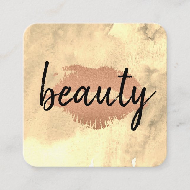 Kiss Handwriting Watercolor Quadratische Visitenkarte (Vorderseite)