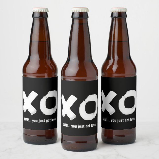 Kiss Hug Étiquette de bière noir et blanc (Bouteilles)