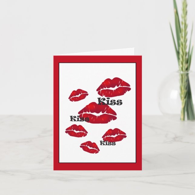 Kiss Kiss Grußkarte Feiertagskarte (Vorderseite)