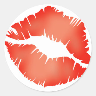 'KISS' LIP-DRUCK RUNDER AUFKLEBER