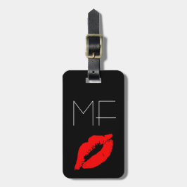 Kiss Lips Black Lipstick Liebe Monogram Gepäckanhänger