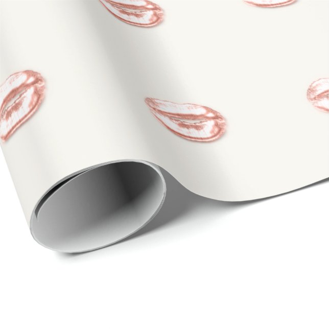 Kiss Lips Bridal 16. Girl Rose Pink Elfenbeincreme Geschenkpapier (Rolleneckpunkt)