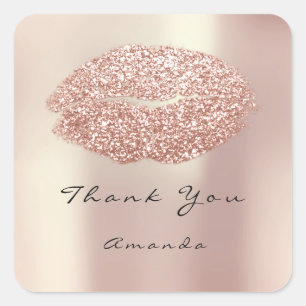 Kiss Lips Glitzer Glam Makeup Blush Quadratischer Aufkleber