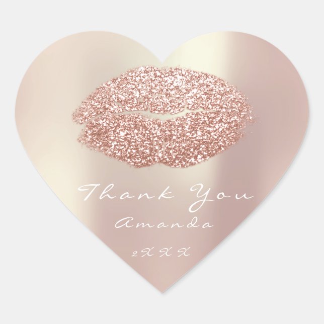 Kiss Lips Glitzer Herzstück Makeup 16. Herz-Aufkleber (Vorderseite)