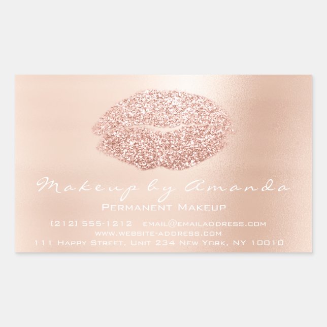 Kiss Lips Glitzer Makeup Beauty Salon Microblading Rechteckiger Aufkleber (Vorderseite)