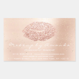 Kiss Lips Glitzer Makeup Gold Confett Microblading Rechteckiger Aufkleber