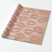 Kiss Lips Makeup Blush Peach Gold Letter Script