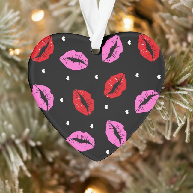 Kiss Lips Pink Red Hearts Akryllische Ornamente Bl (Baum)